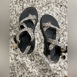 White and Black Chacos Size W9